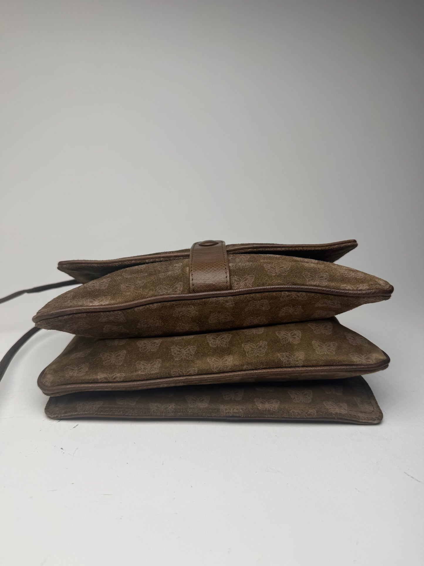 Sac vintage Bottega Veneta en daim monogramme marron