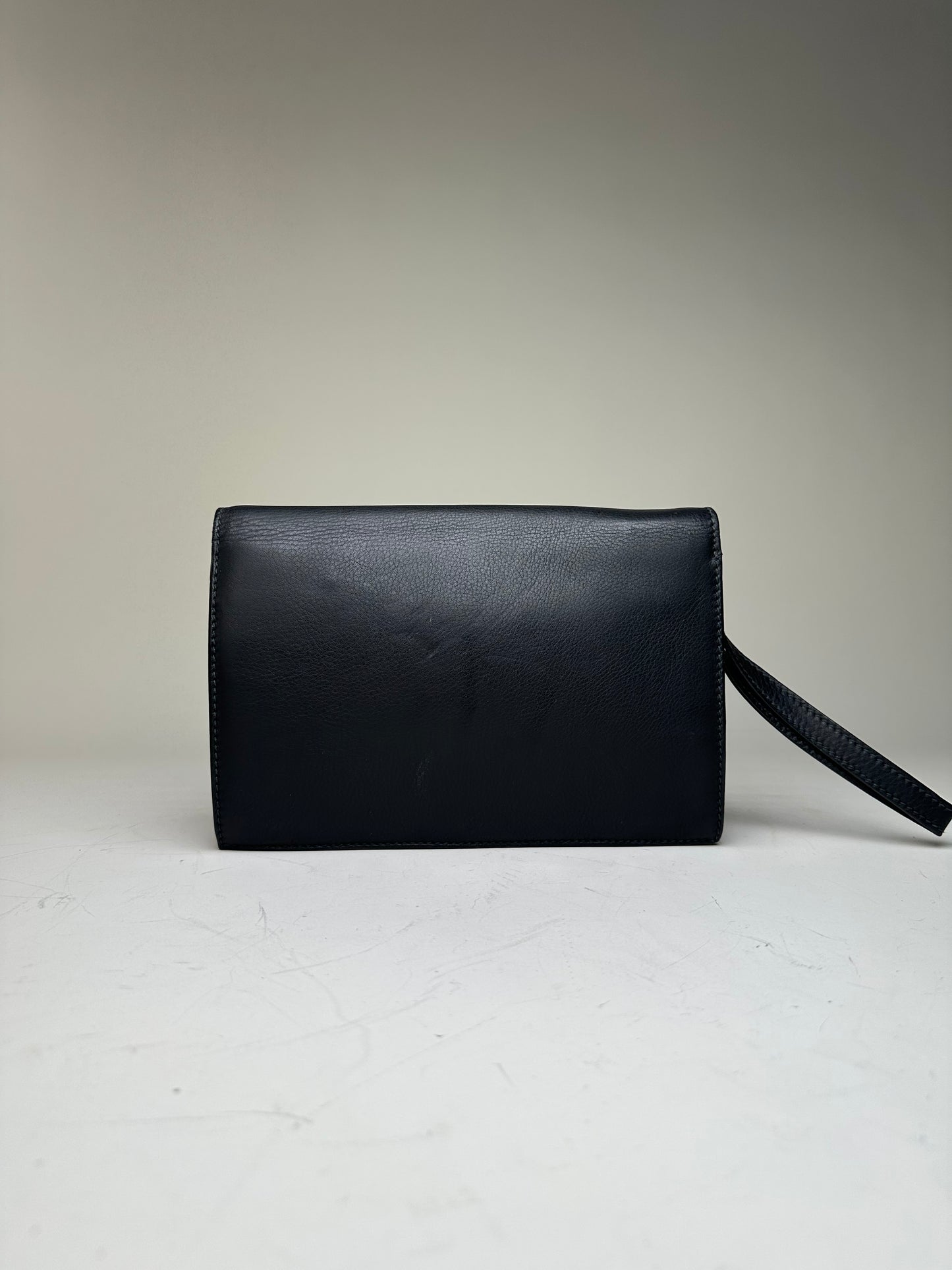 Vintage Givenchy Leather Clutch Bag Black Gold