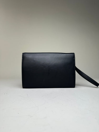 Vintage Givenchy Leather Clutch Bag Black Gold