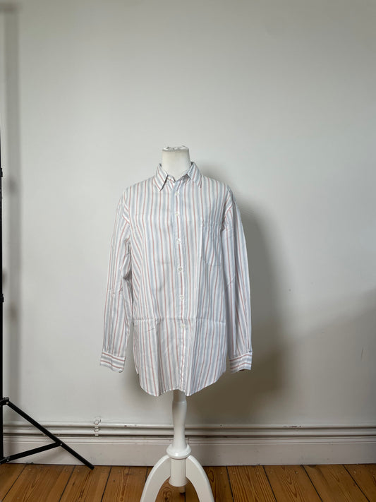 Vintage Dior Men's Cotton Stripe Shirt Pastel White M