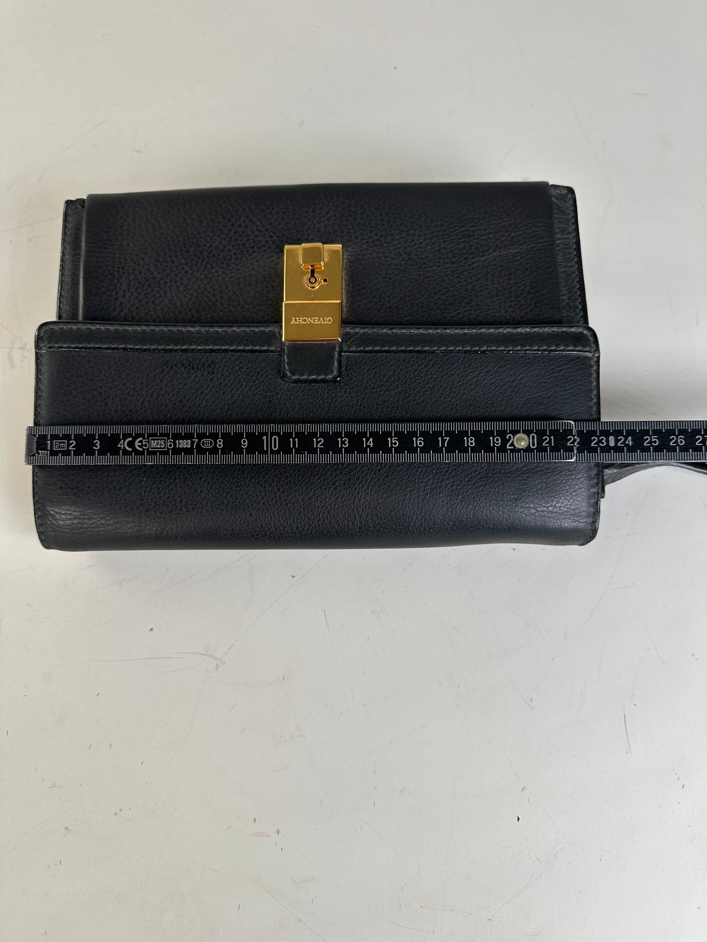 Vintage Givenchy Leather Clutch Bag Black Gold