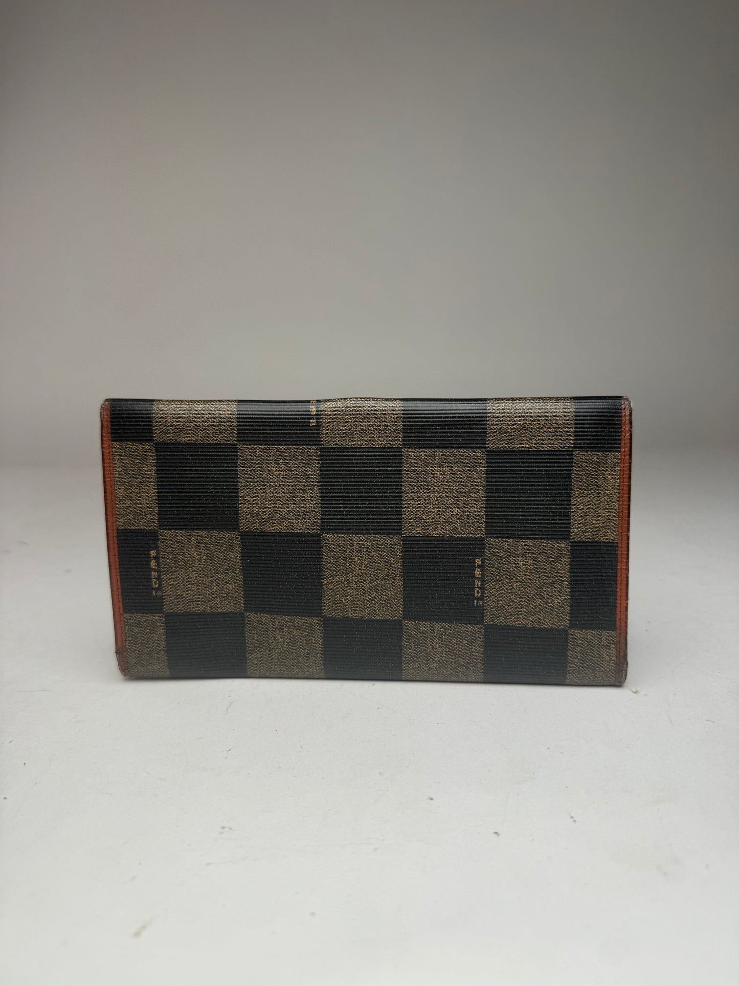 Vintage Fendi Checked Leather Wallet Brown