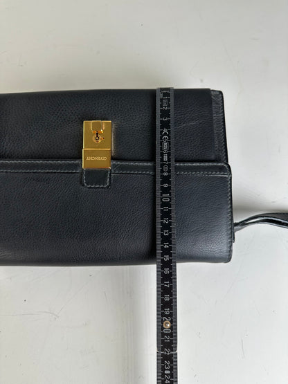 Vintage Givenchy Leather Clutch Bag Black Gold