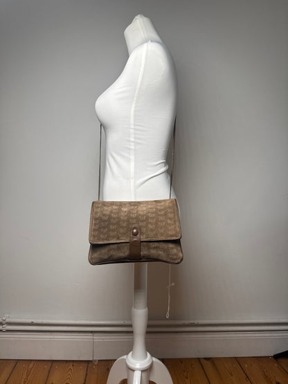 Sac vintage Bottega Veneta en daim monogramme marron