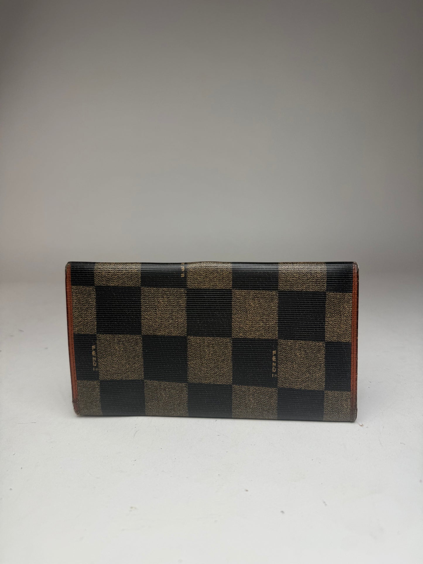 Vintage Fendi Checked Leather Wallet Brown