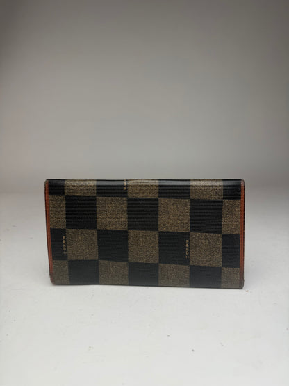 Vintage Fendi Checked Leather Wallet Brown