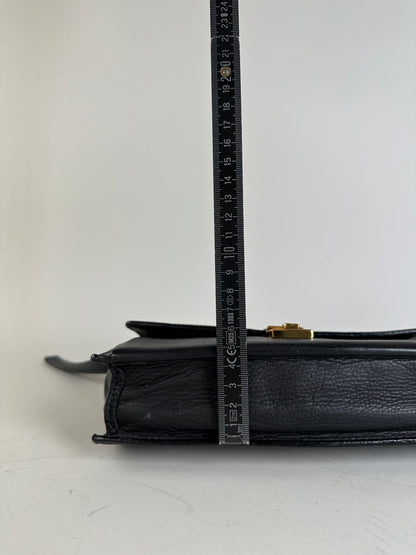 Vintage Givenchy Leather Clutch Bag Black Gold