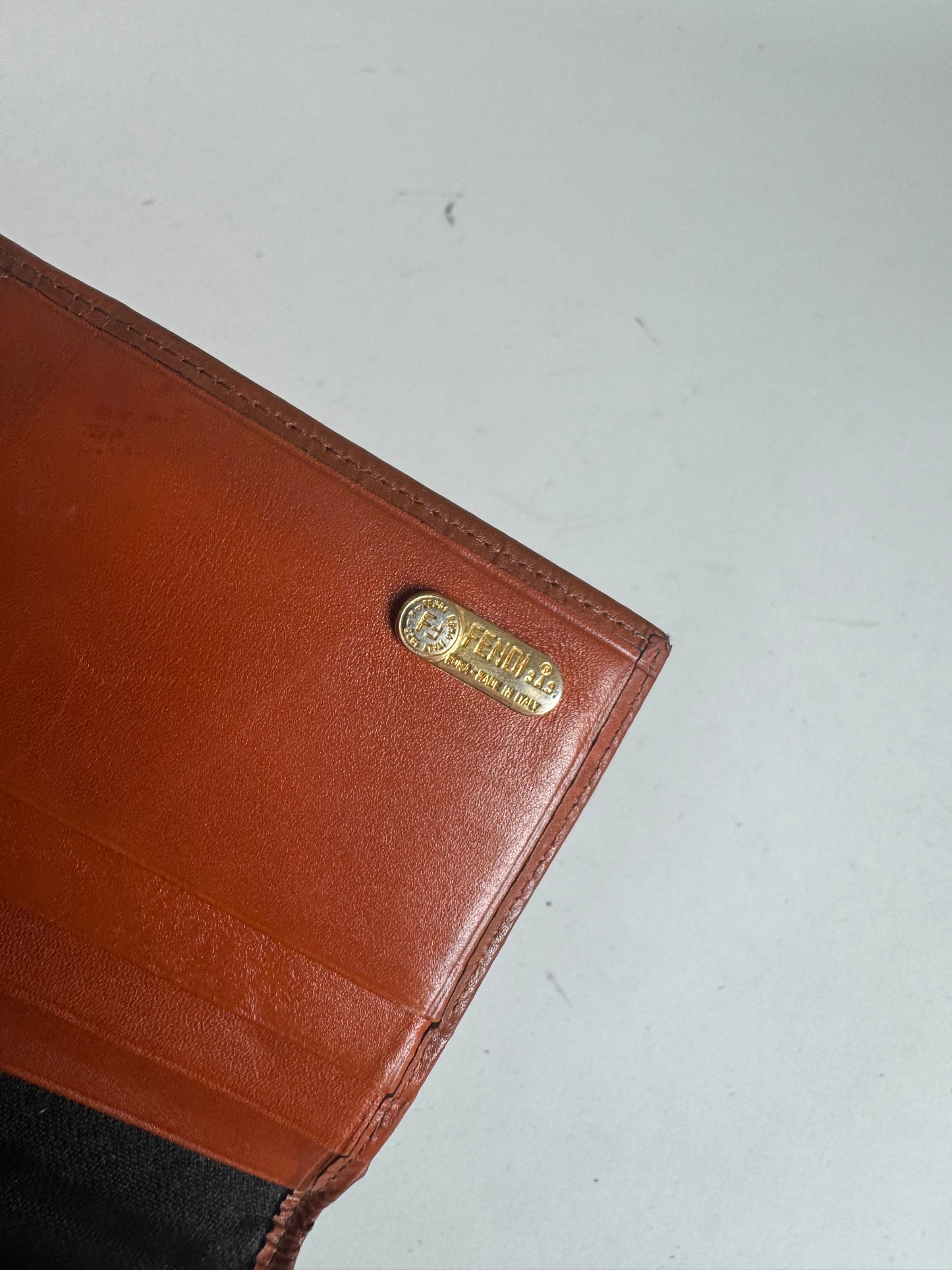 Vintage Fendi Checked Leather Wallet Brown
