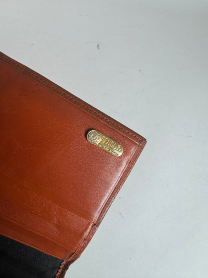 Vintage Fendi Checked Leather Wallet Brown