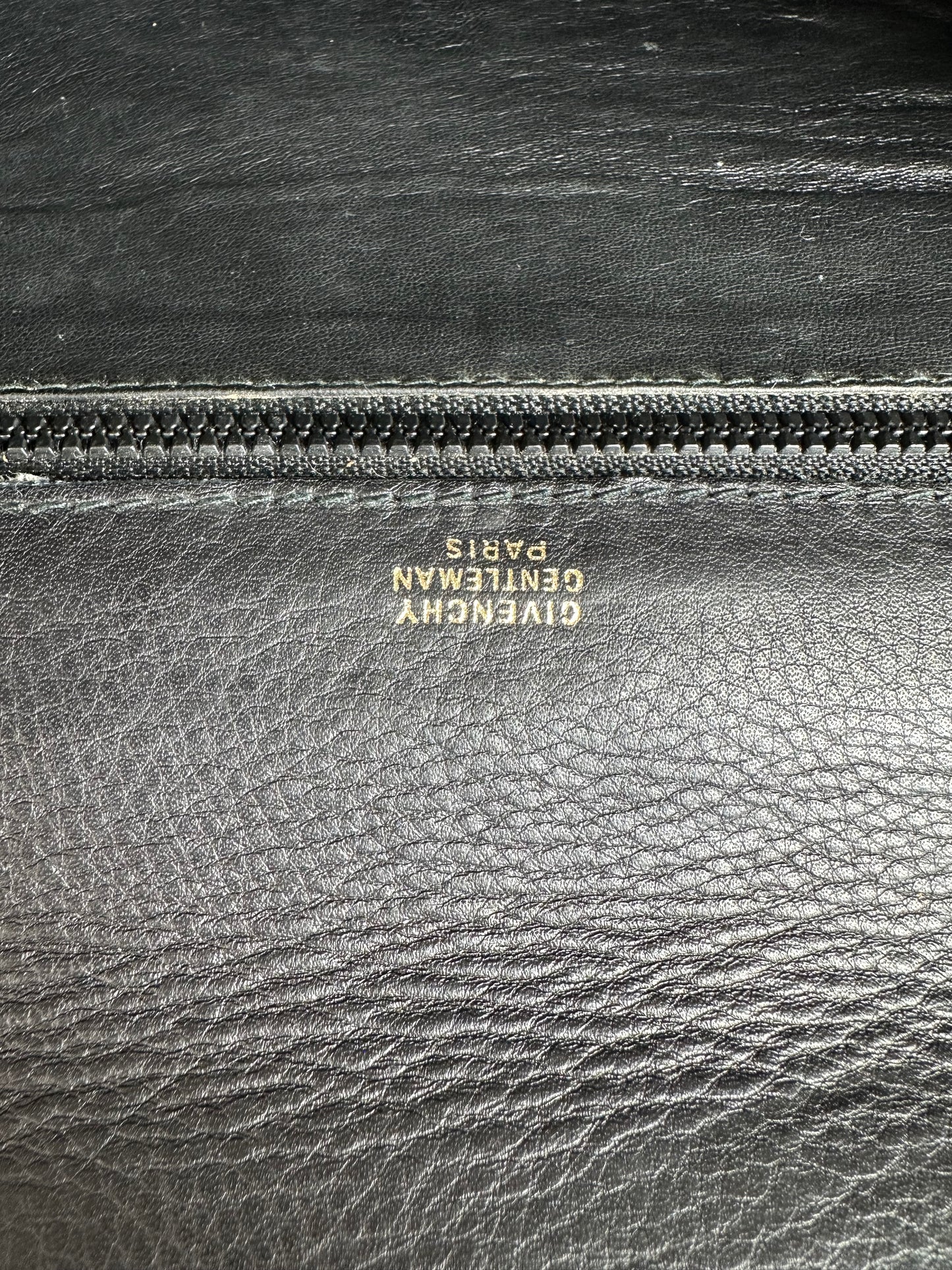 Vintage Givenchy Leather Clutch Bag Black Gold