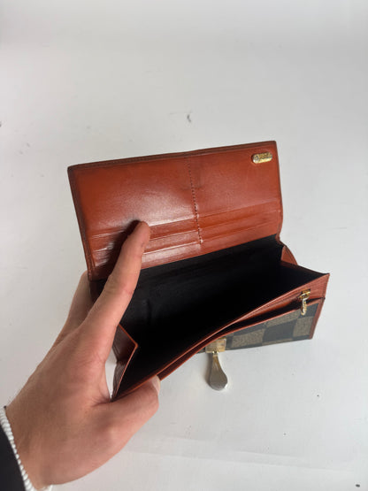 Vintage Fendi Checked Leather Wallet Brown