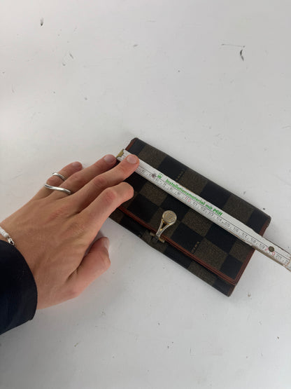 Vintage Fendi Checked Leather Wallet Brown