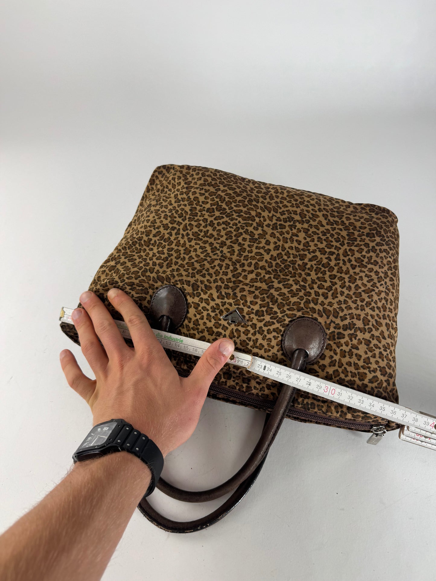 Vintage Bottega Veneta Polyester Handbag Leopard Brown