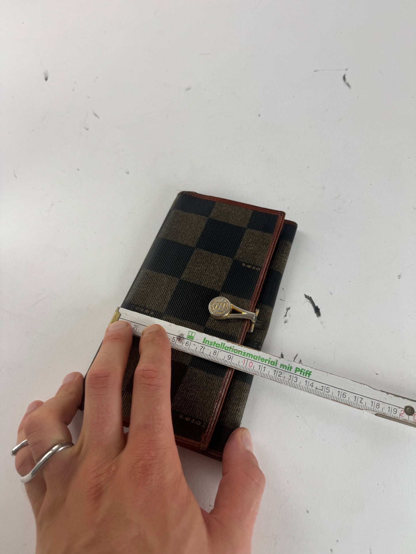 Vintage Fendi Checked Leather Wallet Brown