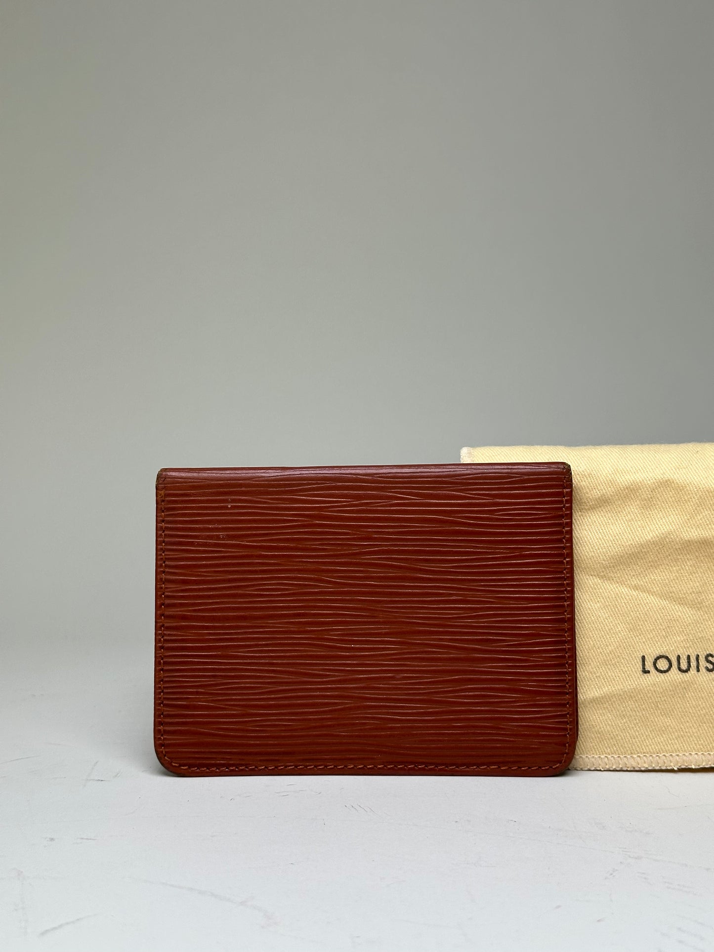 Vintage Louis Vuitton Epi Leather Card Holder Red Gold