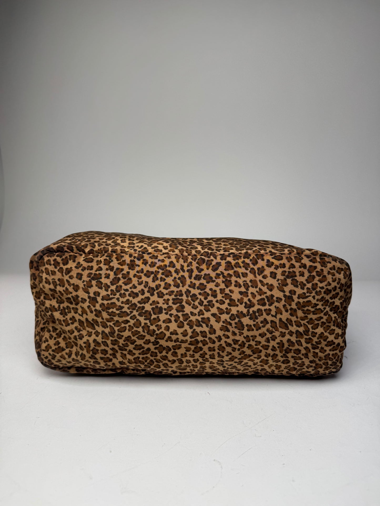 Vintage Bottega Veneta Polyester Handbag Leopard Brown