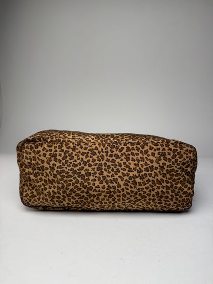 Vintage Bottega Veneta Polyester Handbag Leopard Brown