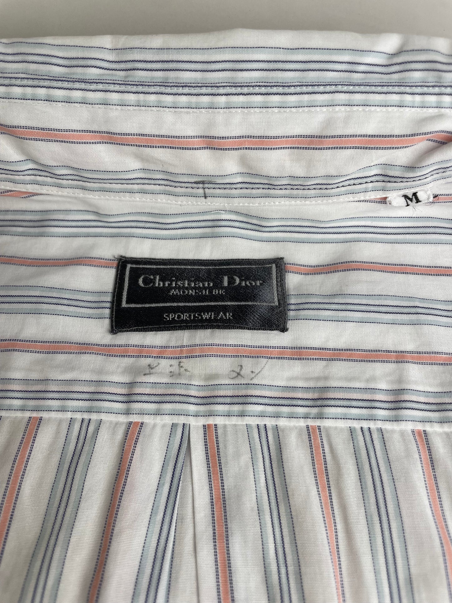 Vintage Dior Men's Cotton Stripe Shirt Pastel White M