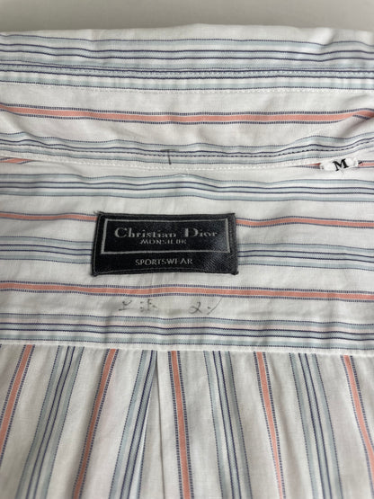 Vintage Dior Men's Cotton Stripe Shirt Pastel White M