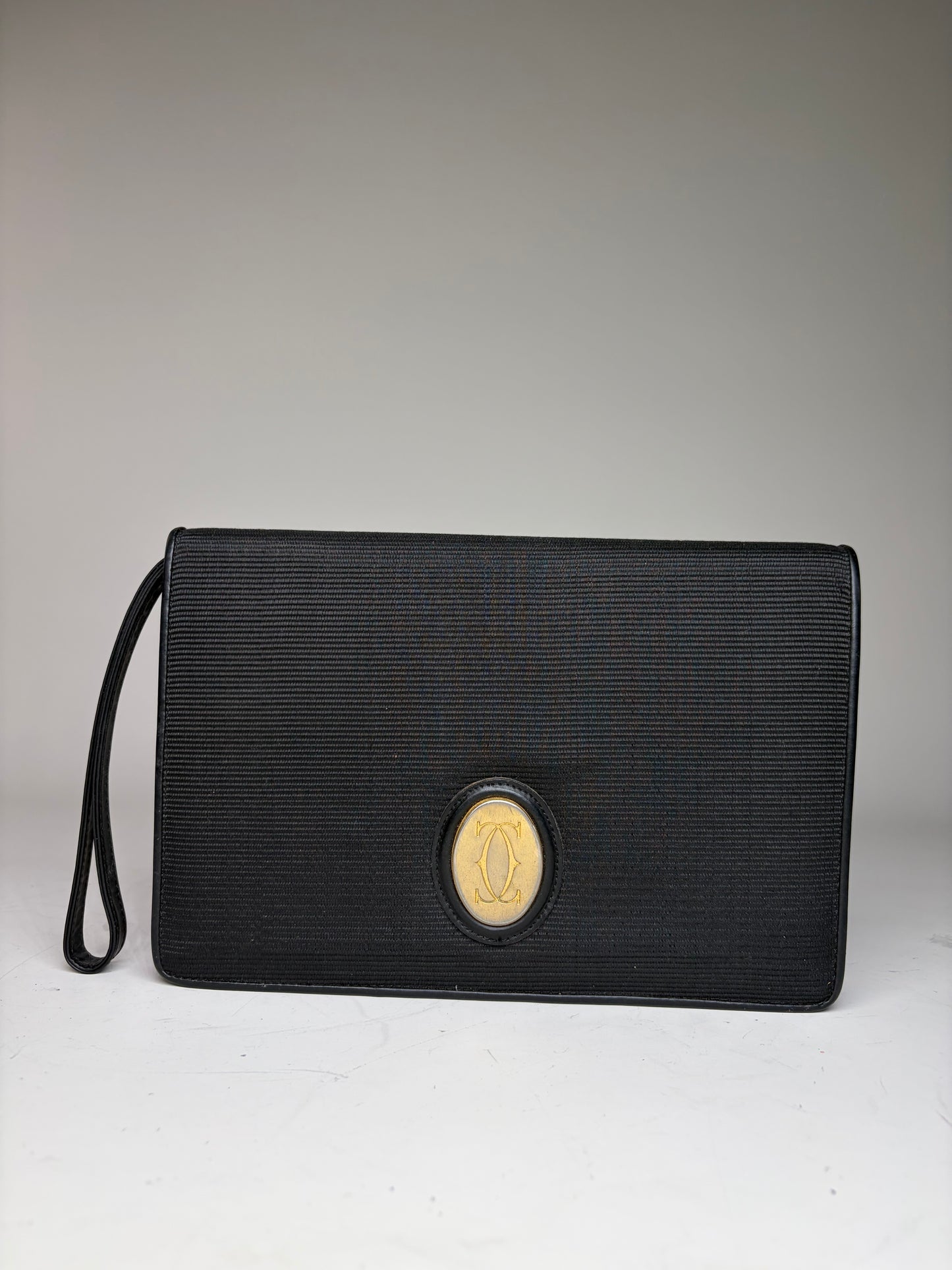 Vintage Cartier Leather Wallet Black Gold Snap