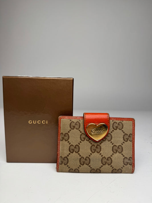 Vintage Gucci Monogram Card Holder Brown Orange