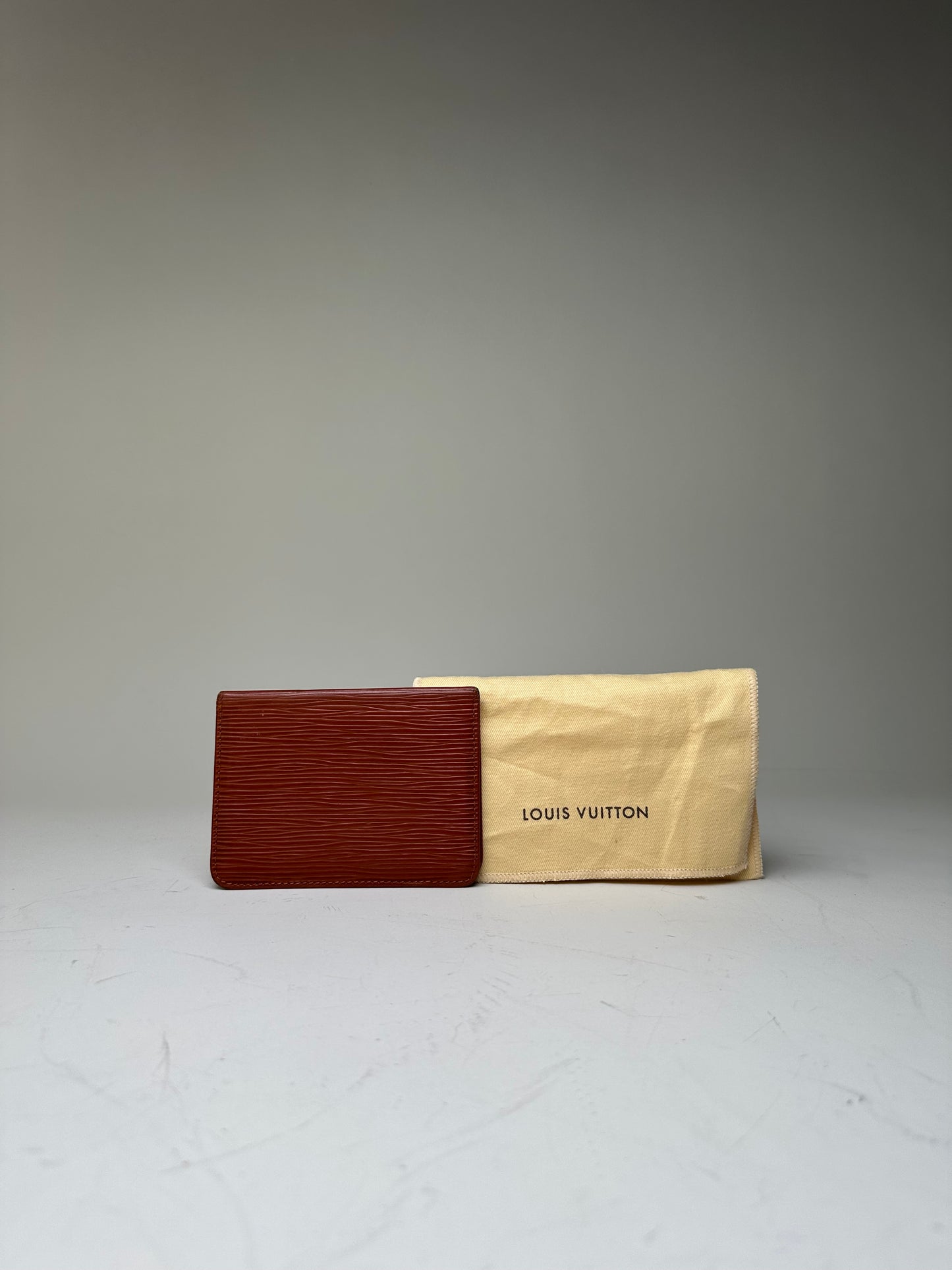Vintage Louis Vuitton Epi Leather Card Holder Red Gold