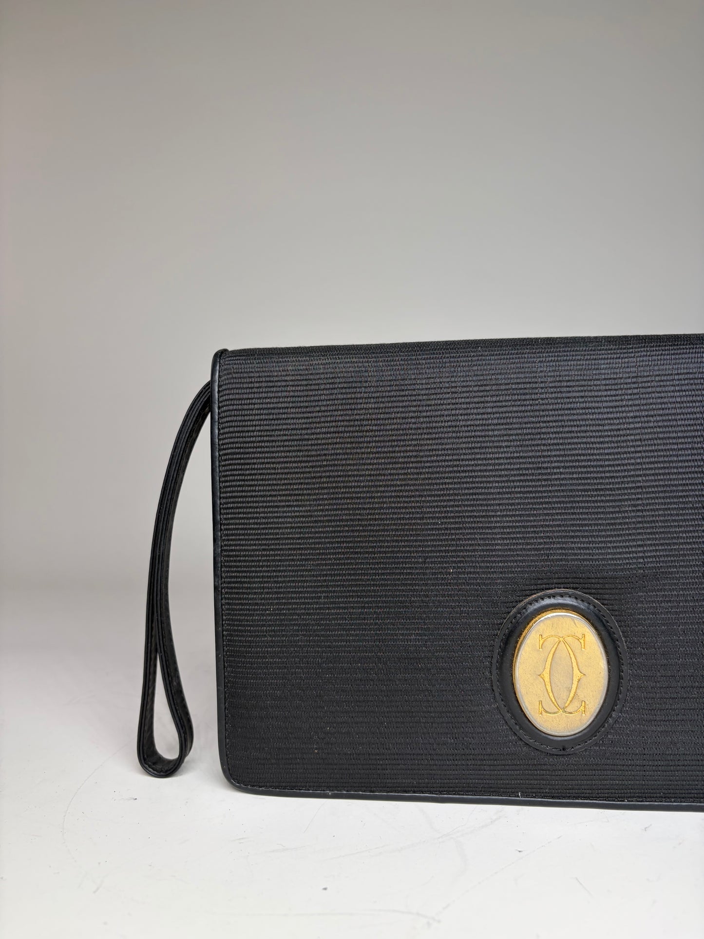 Vintage Cartier Leather Wallet Black Gold Snap