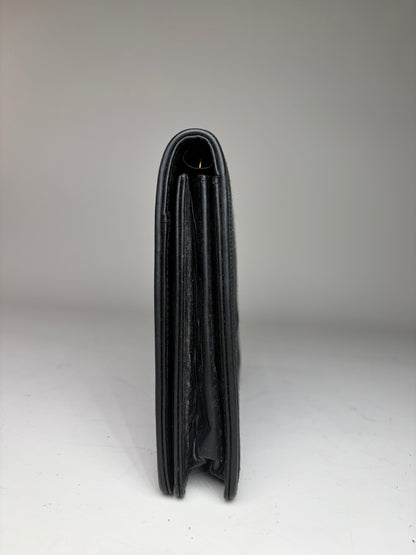 Vintage Cartier Leather Wallet Black Gold Snap