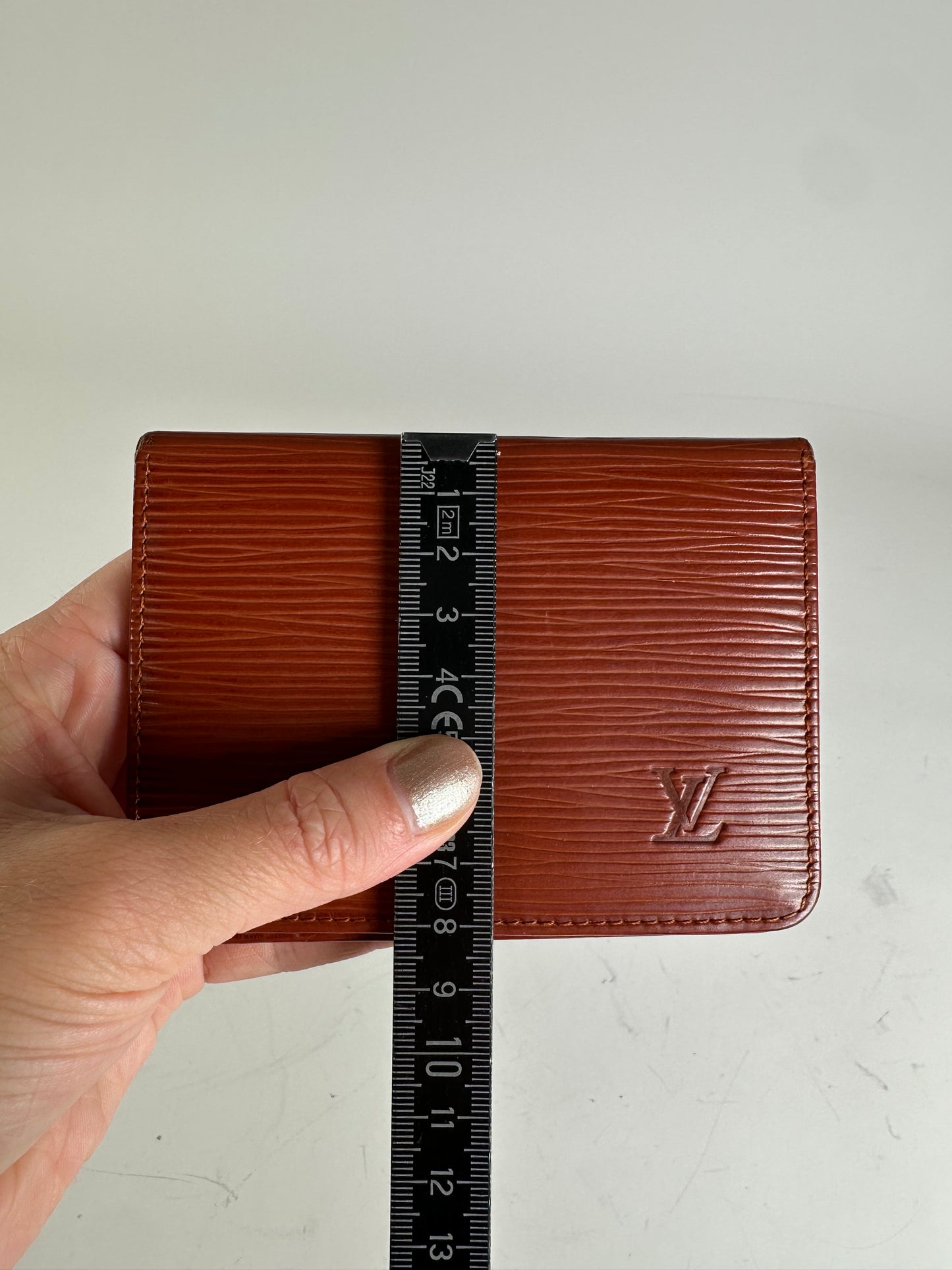Vintage Louis Vuitton Epi Leather Card Holder Red Gold