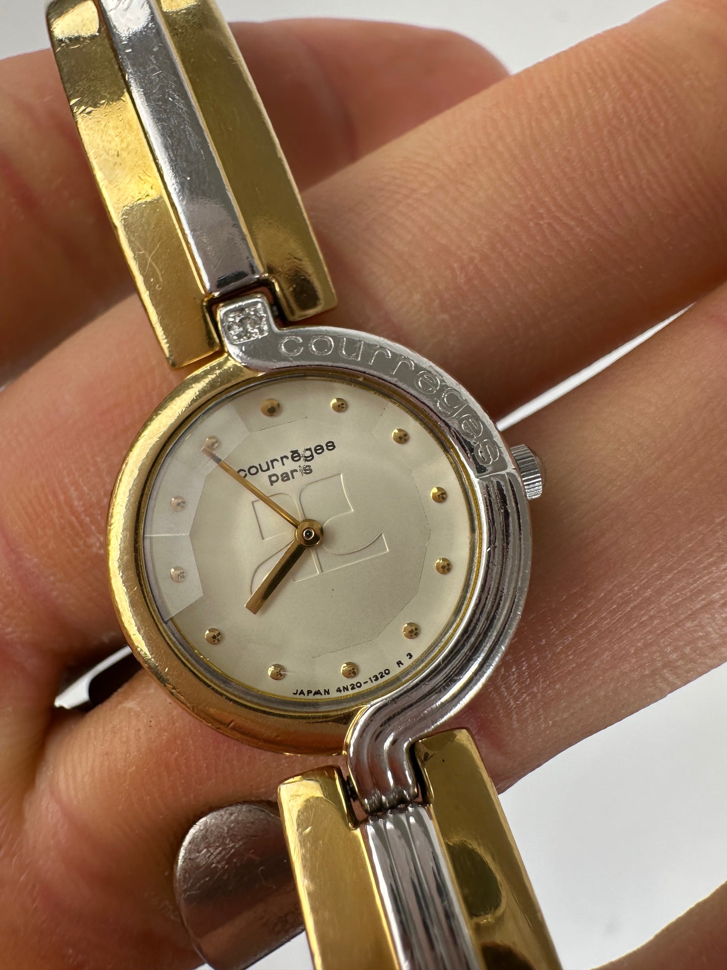 Vintage Courreges Paris Two-Tone Bangle Watch
