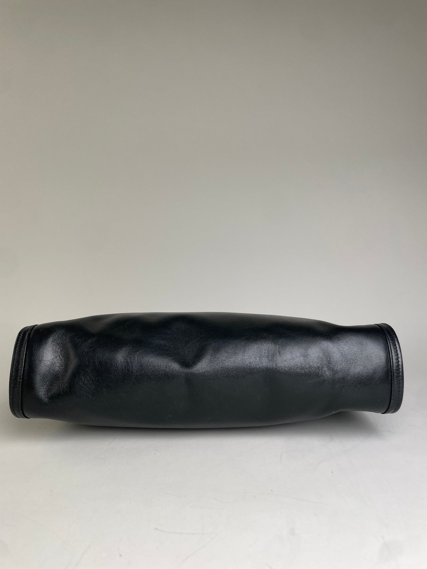 Vintage Givenchy Smooth Leather Clutch Bag Black Gold