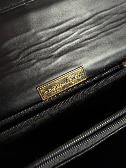 Vintage Cartier Leather Wallet Black Gold Snap