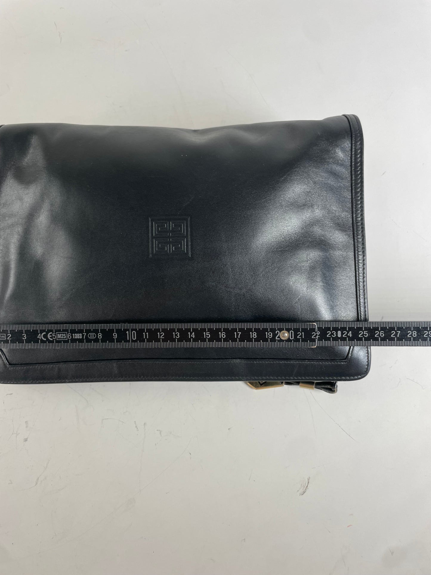 Vintage Givenchy Smooth Leather Clutch Bag Black Gold