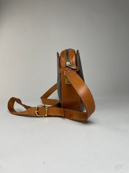 Vintage Celine Paris Triomphe Monogram Leather Shoulder Bag brown