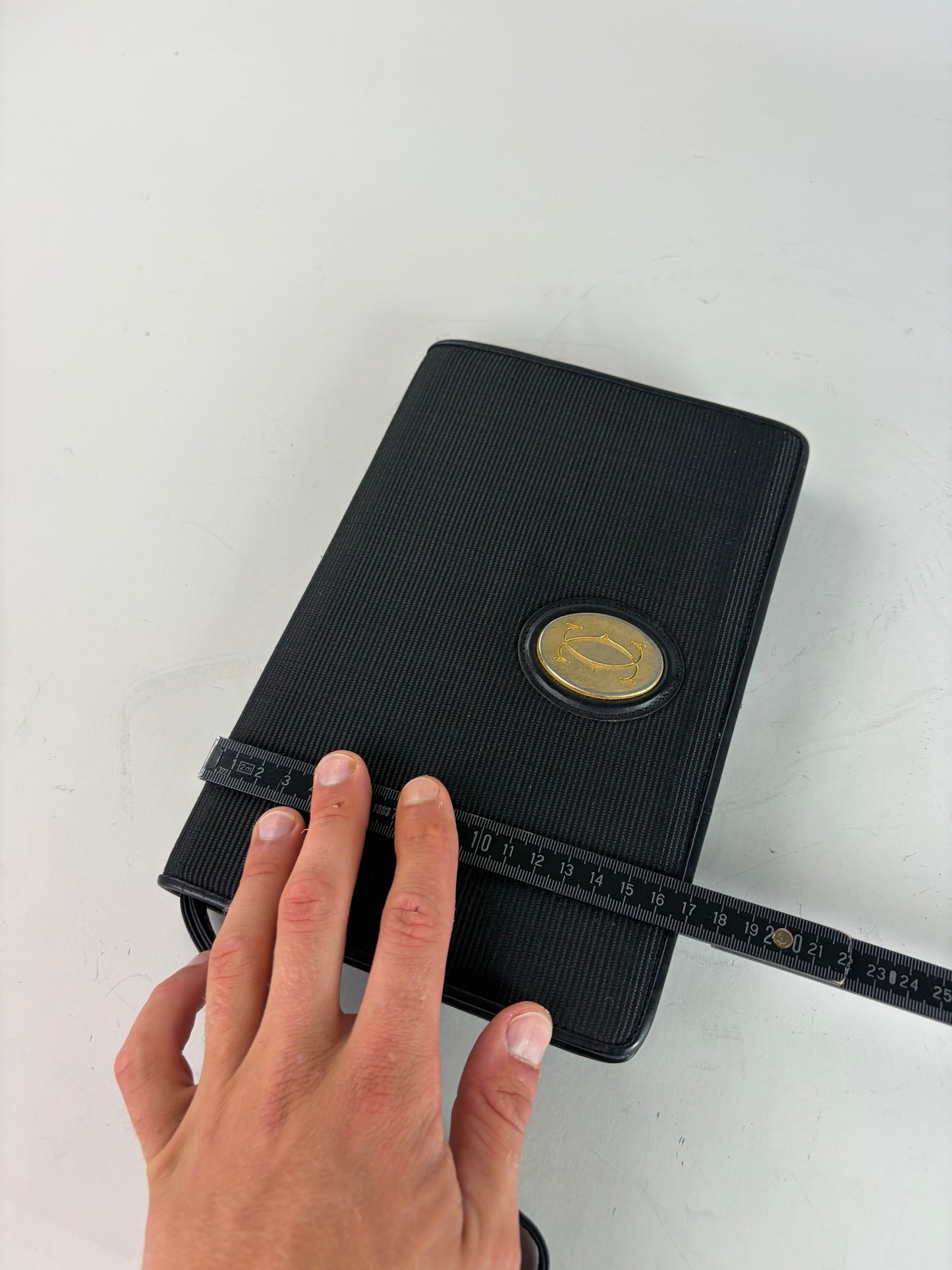 Vintage Cartier Leather Wallet Black Gold Snap