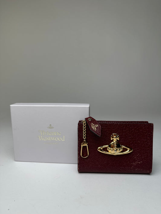 Vintage Vivienne Westwood Orb Saffiano Leather Wallet Burgundy