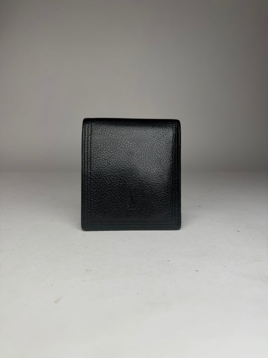 Vintage Yves Saint Laurent Leather Wallet Black Foldable