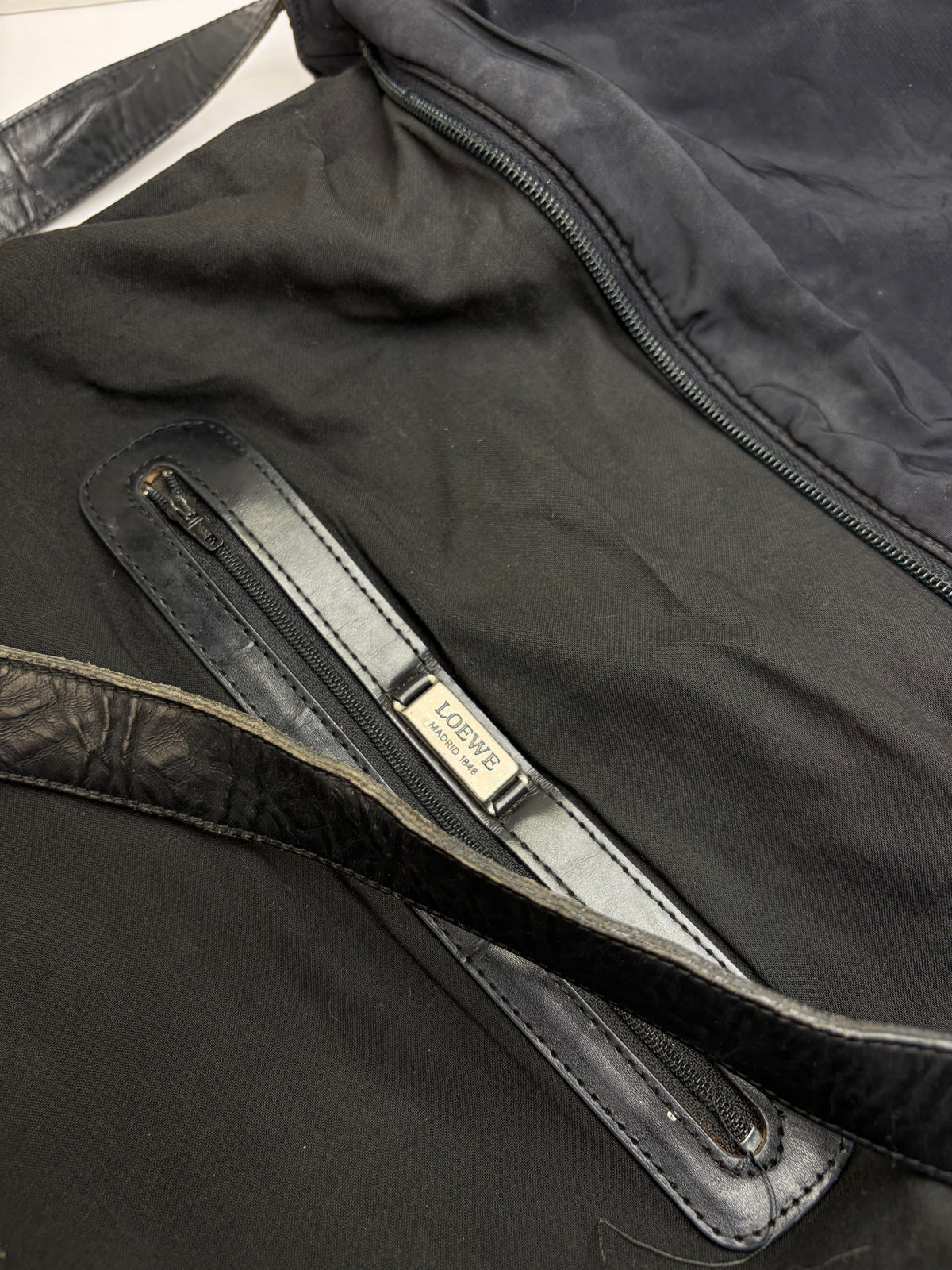 Vintage Loewe Canvas Slouchy Hobo Bag Late 1990s Black