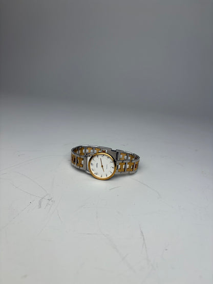Vintage Hermes Stainless Steel Gold Buckle Watch Silver Gold