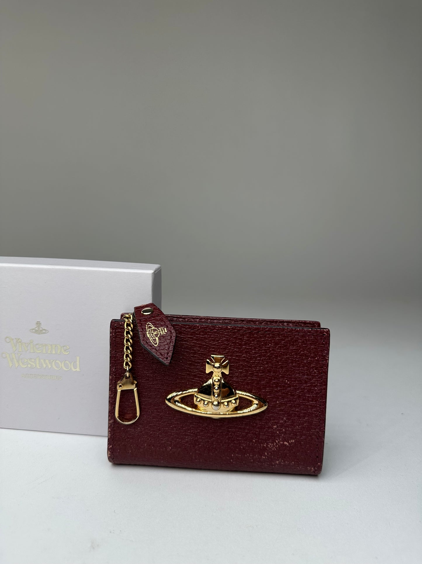 Vintage Vivienne Westwood Orb Saffiano Leather Wallet Burgundy
