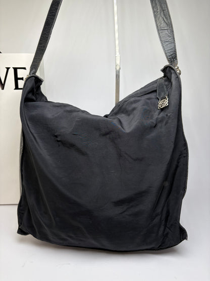 Vintage Loewe Canvas Slouchy Hobo Bag Late 1990s Black