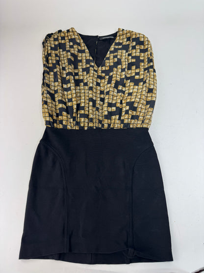 Vintage Alexander Wang Silk Midi Dress Black Gold L