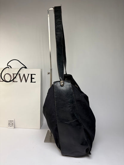 Vintage Loewe Canvas Slouchy Hobo Bag Late 1990s Black
