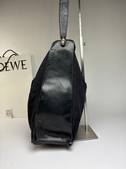 Vintage Loewe Canvas Slouchy Hobo Bag Late 1990s Black
