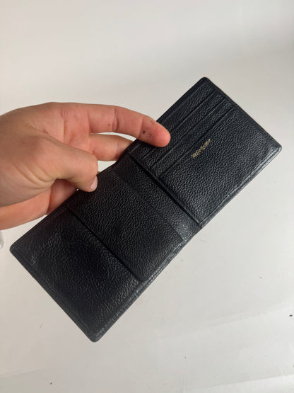 Vintage Yves Saint Laurent Leather Wallet Black Foldable