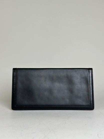 Vintage Dior Leather Wallet Black Gold-tone Logo France