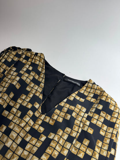 Vintage Alexander Wang Silk Midi Dress Black Gold L