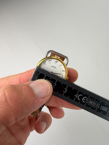 Vintage Hermes Stainless Steel Gold Buckle Watch Silver Gold