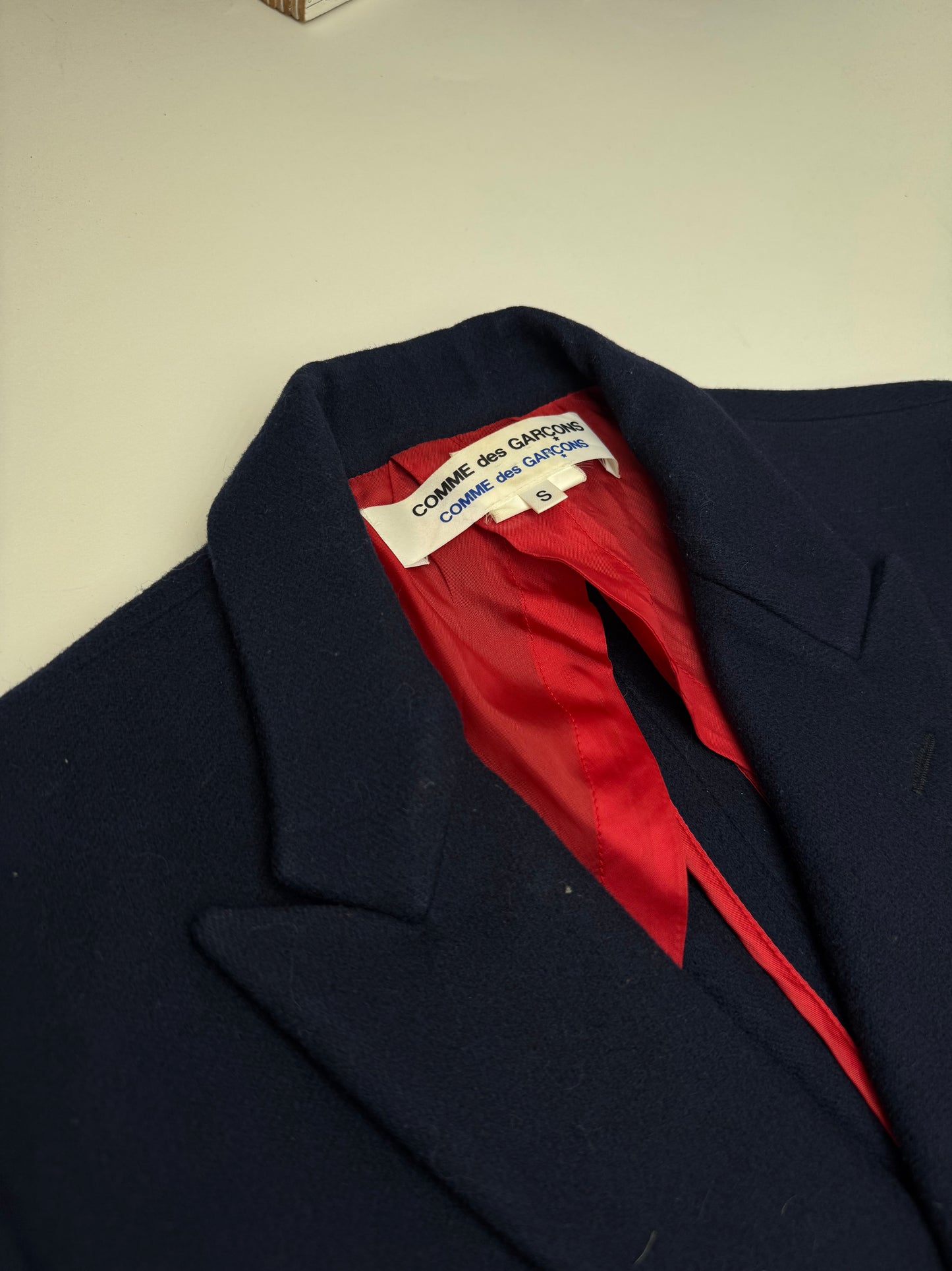 Vintage Comme Des Garçons Wool Trenchcoat M Navy