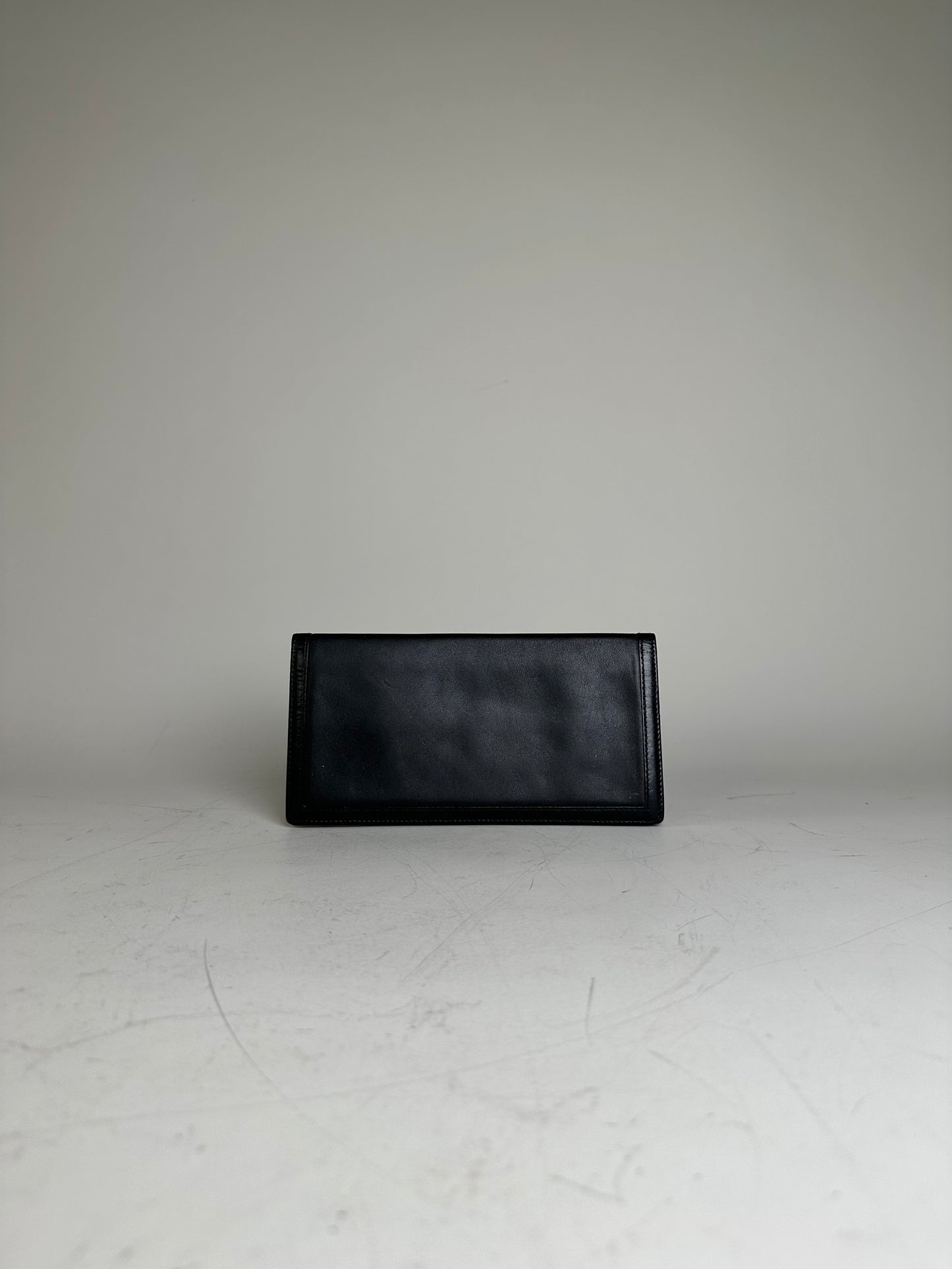 Vintage Dior Leather Wallet Black Gold-tone Logo France